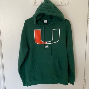 Adidas Medium Green University of Miami Hurricanes Hoodie The U Football